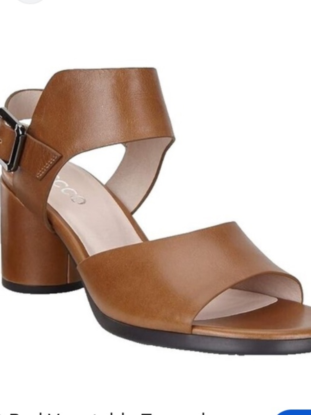 Ecco Brown Leather Block Heel Slingback Sandals